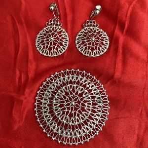 Vintage 1969 Sarah Coventry “Venetian” Silver Brooch and Earrings